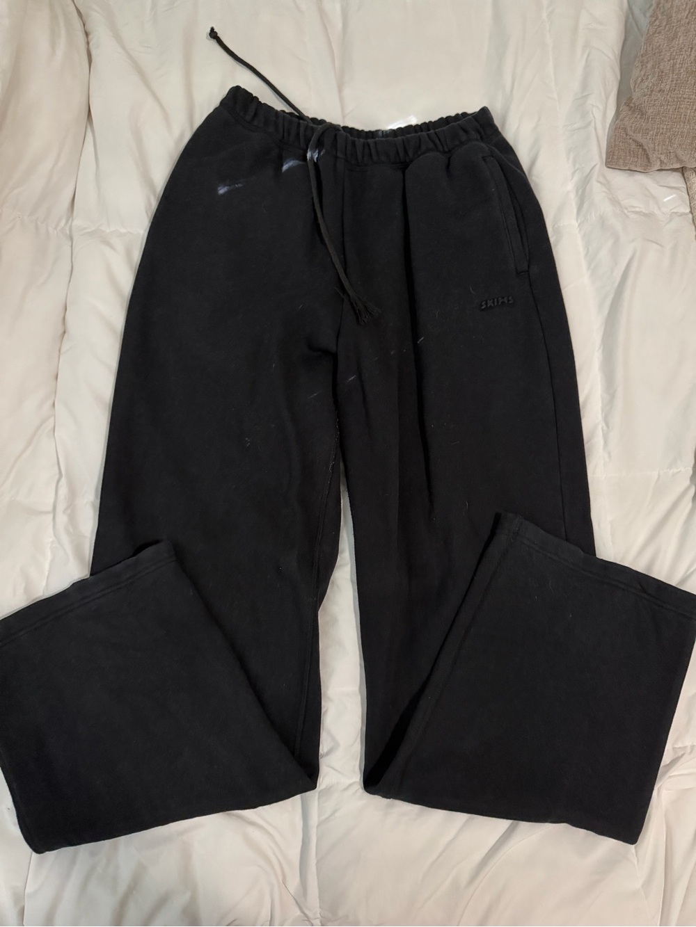 Skims Onyx Cotton Fleece Classic Straight Leg Pants - Size XS